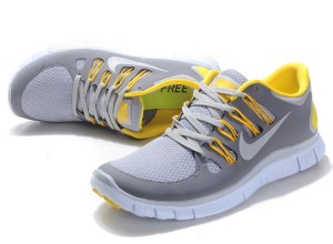 Nike Free 5.0 V2 Mens Shoes Light Grey Yellow - Click Image to Close